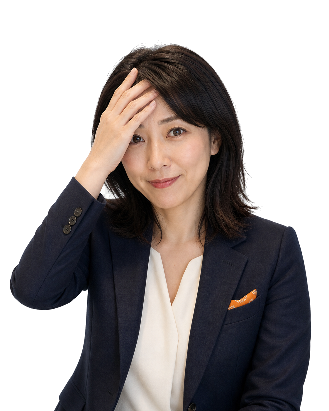 つまずきやすい点に気づいて額へ手を当てる女性講師