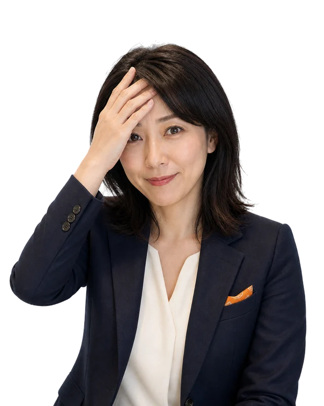 つまずきやすい点に気づいて額へ手を当てる女性講師